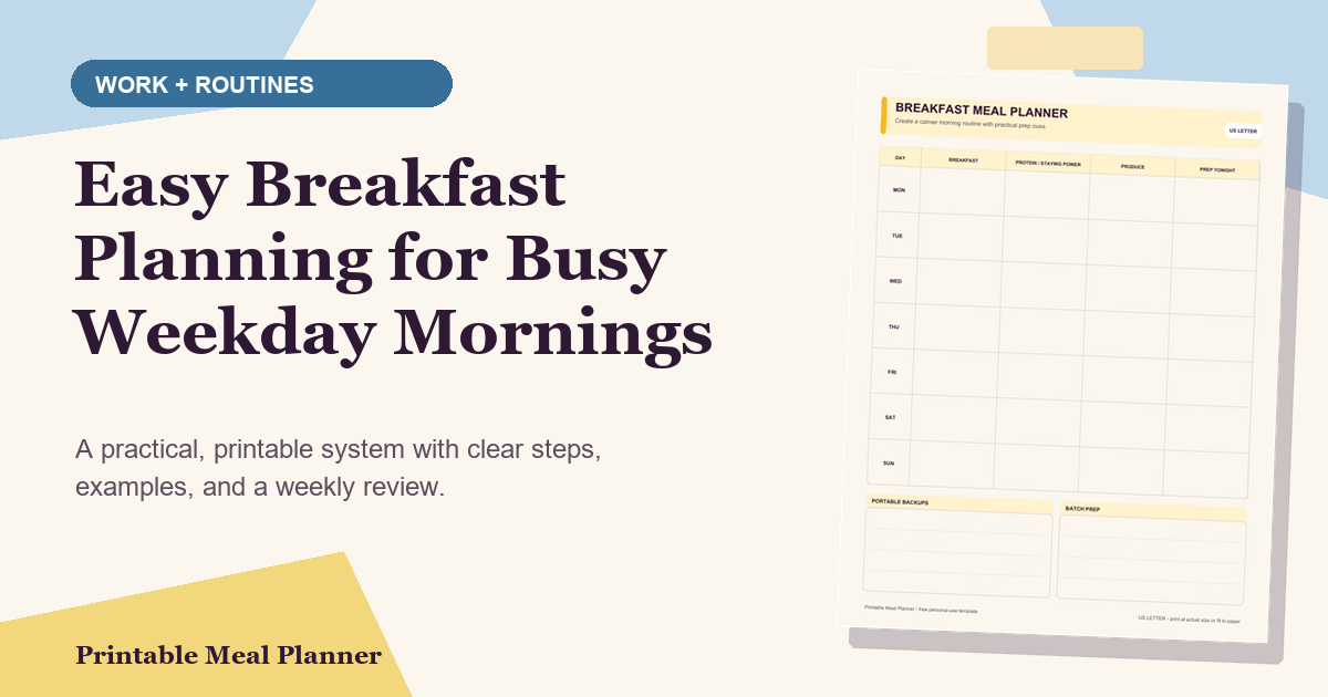 Easy Breakfast Planning for Busy Weekday Mornings