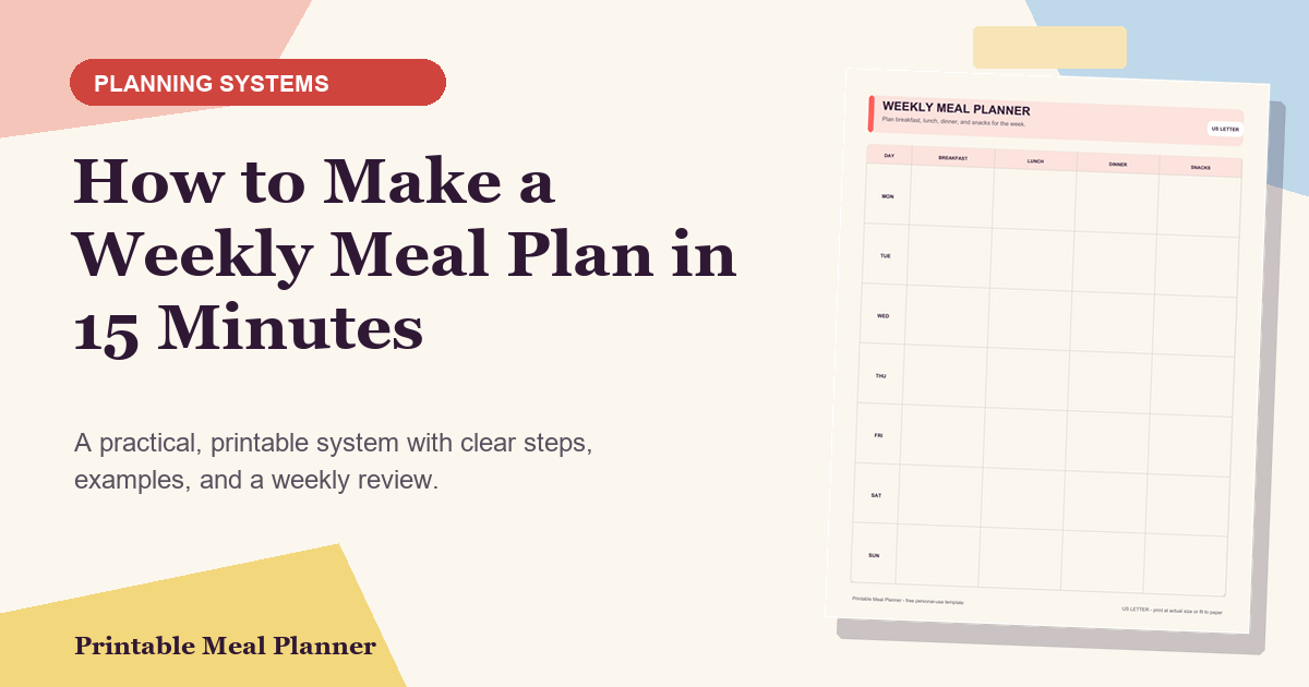 How to Make a Weekly Meal Plan in 15 Minutes