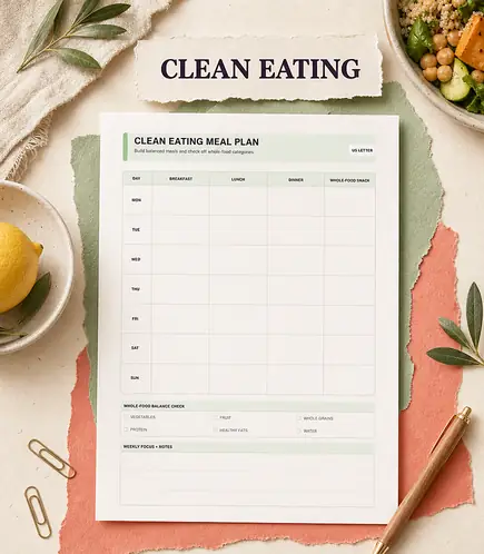 Clean eating meal planner printable template PDF