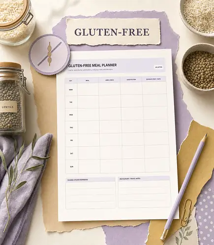 Gluten-free meal planner printable template PDF