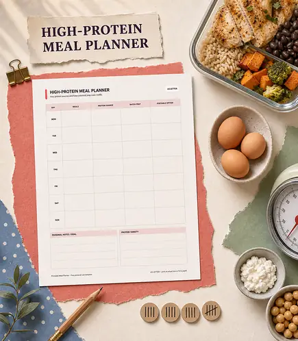 High-protein meal planner printable template PDF