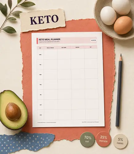 Keto meal planner printable template PDF