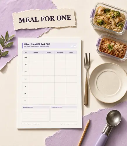 Meal planner for one printable template PDF